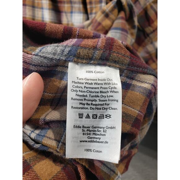 Eddie Bauer Men's Plaid Button Down Shirt - Brown, Gold, White - Picture 10 of 12